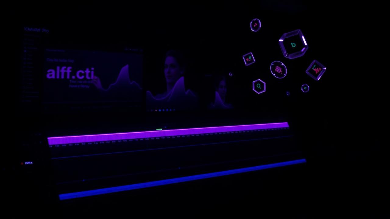 Premiere Pro timeline glowing with editing effects